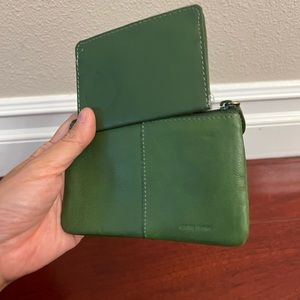 Green Leather Coin Wallet and Id/Credit Card Case Set
